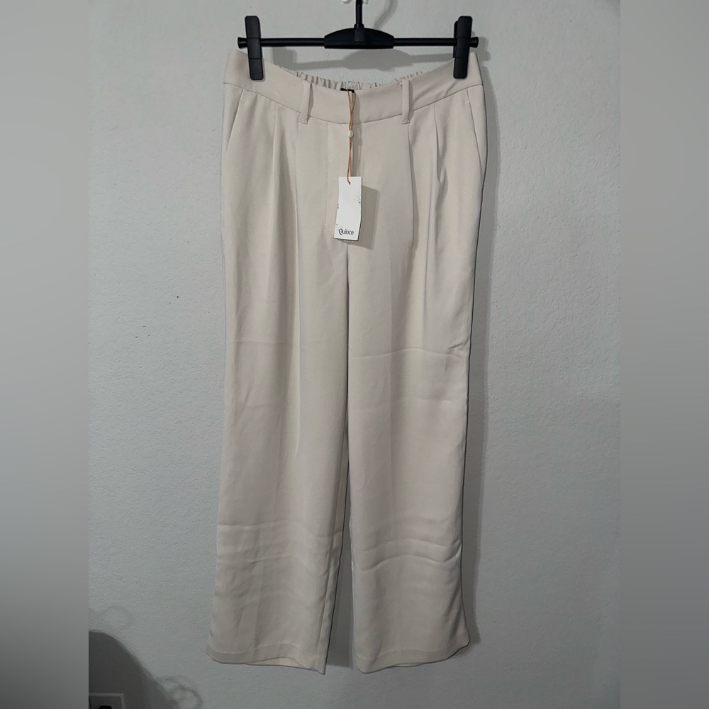 Quince Women's Stretch Crepe Pleated Pants in Sand sz‎ 10